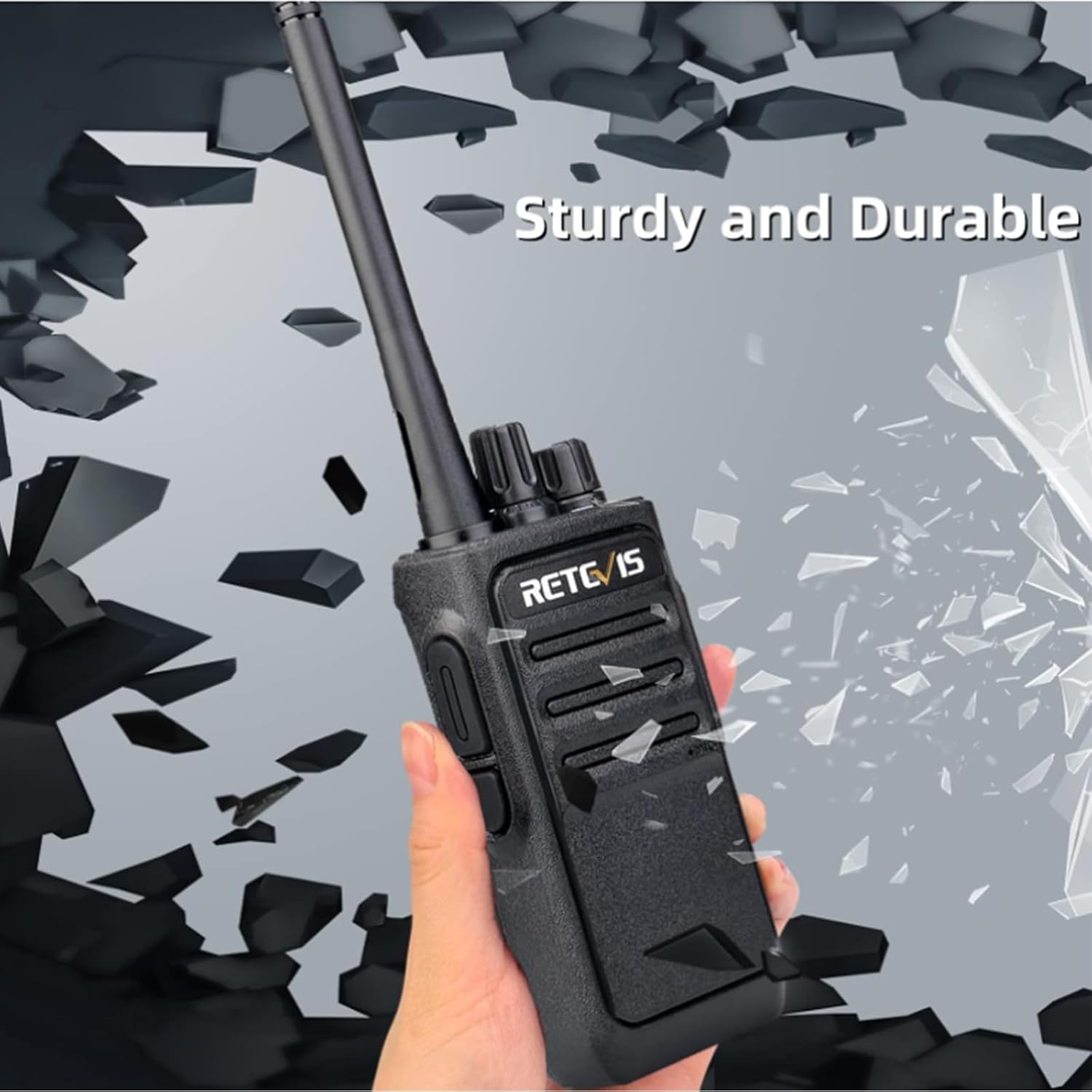 Retevis RT617 Walkie Talkie, PMR-Funkgerät mit Headset, lizenzfreie Funkgeräte, große Reichweite, 16 Kanäle, VOX, Walkie Talkie für Erwachsene, Polizei, Baustelle (schwarz, 4 Stück) – Bild 3
