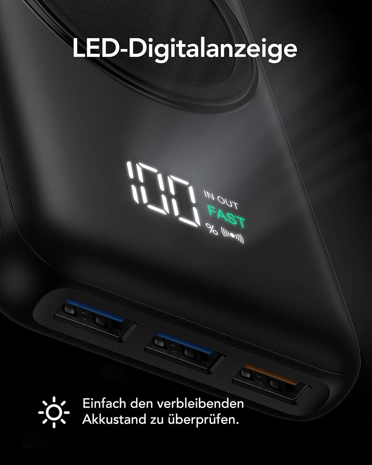 Charmast Power Bank, kabellose Powerbank, 20000 mAh, induktives Laden, 22,5 W | 15W Kabellose, PD 20W Schnellladefunktion, USB C Externe Handyakkus, LED Display, Kompatibel mit iPhone Samsung Xiaomi etc – Bild 6