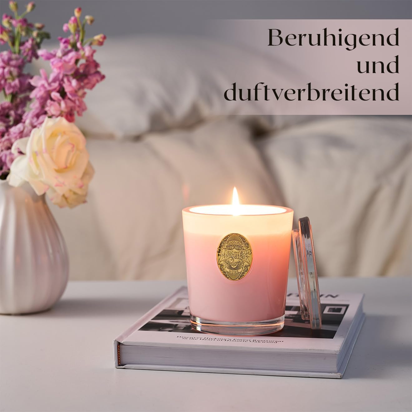 M&SENSE Duftkerzen im Glas Kokos-Limette-Aprikose, 290 g Duftkerze, natürliche Sojakerze, bunte Kerzengeschenke für Frauen, Aromatherapie-Kerze zur Entspannung, 55 Stunden Brenndauer – Bild 5