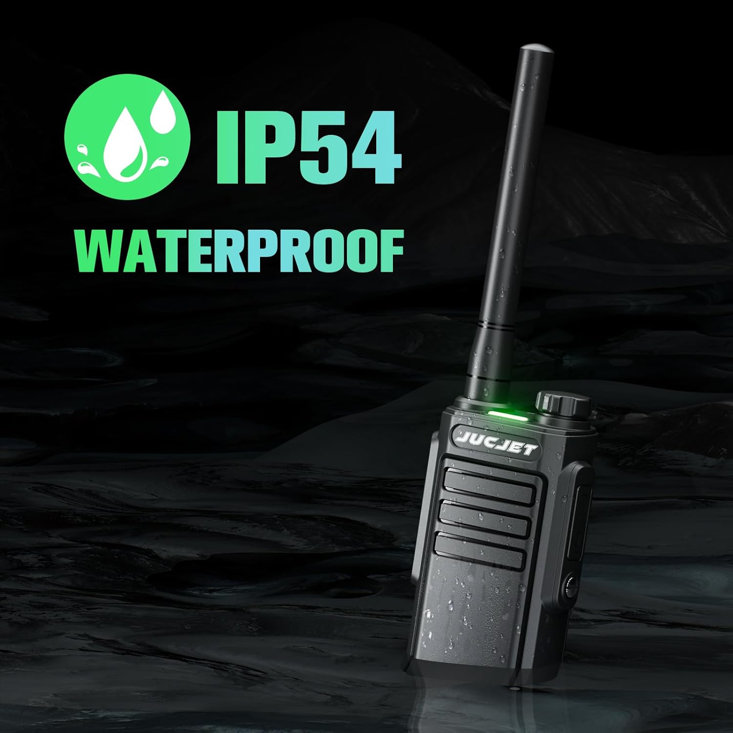 EP31 Walkie Talkie (4 Stück), IP54 wasserdichte Walkie Talkies, PMR446 Long Range Walkie Talkie, 2 in 1 TYPE C Ladekabel, mit USB Ladestation, Original Kopfhörer.(Schwarz) – Bild 4