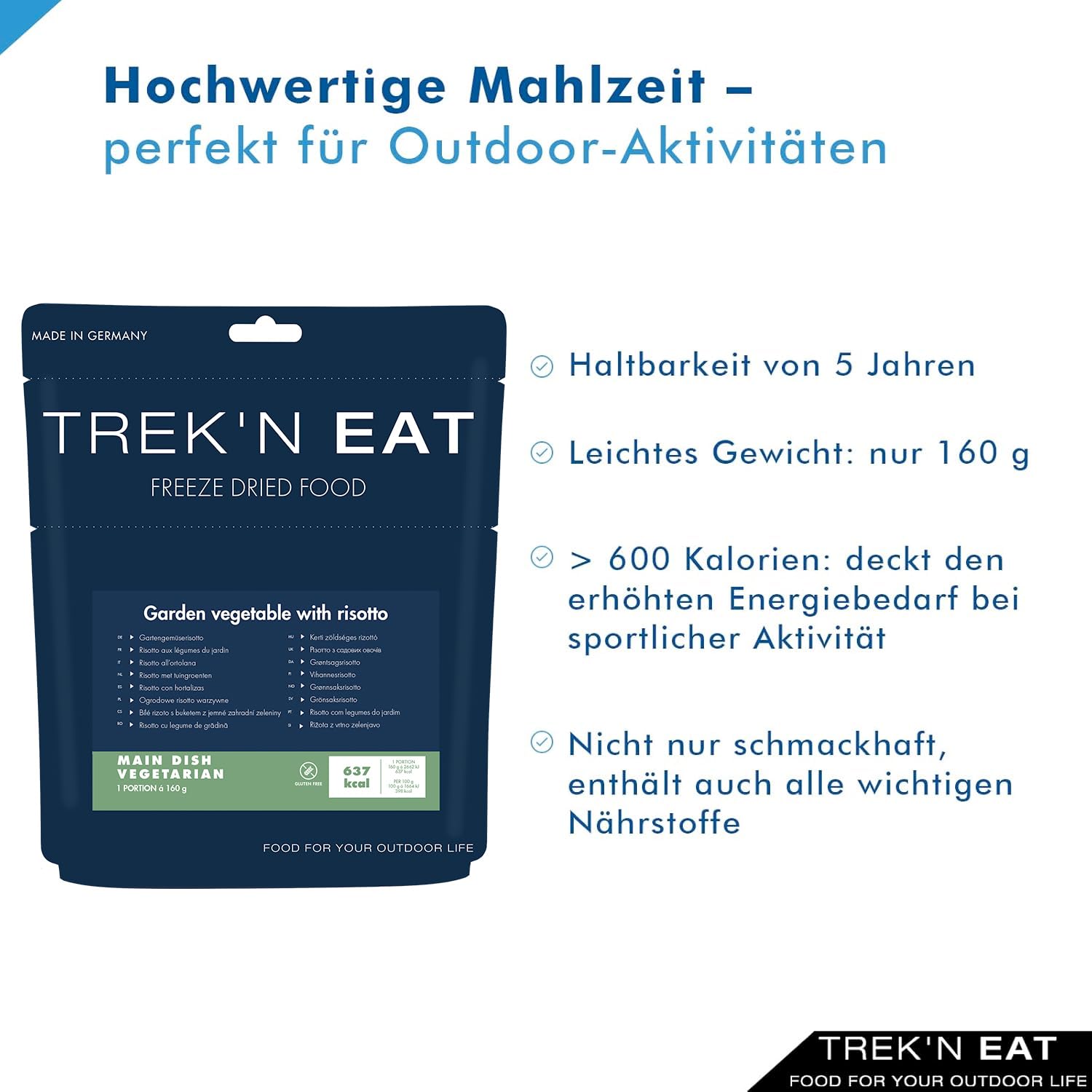 Trek'n Eat Gartengemüserisotto – Vegetarisches Outdoor-Gericht mit Reis und Gemüse | Gefriergetrocknete Trekkingmahlzeit für Camping, Expedition und Notversorgung – Bild 3