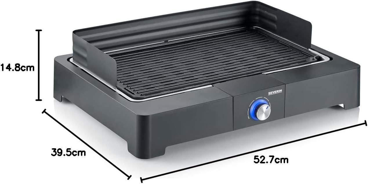 SEVERIN PG 8567 Tischgrill mit Aluminium-Grillplatte für den Innen- und Außenbereich, Elektrogrill mit schnellem Grillstart, Balkongrill ohne Verbrennungsgefahr, schwarz – Bild 9