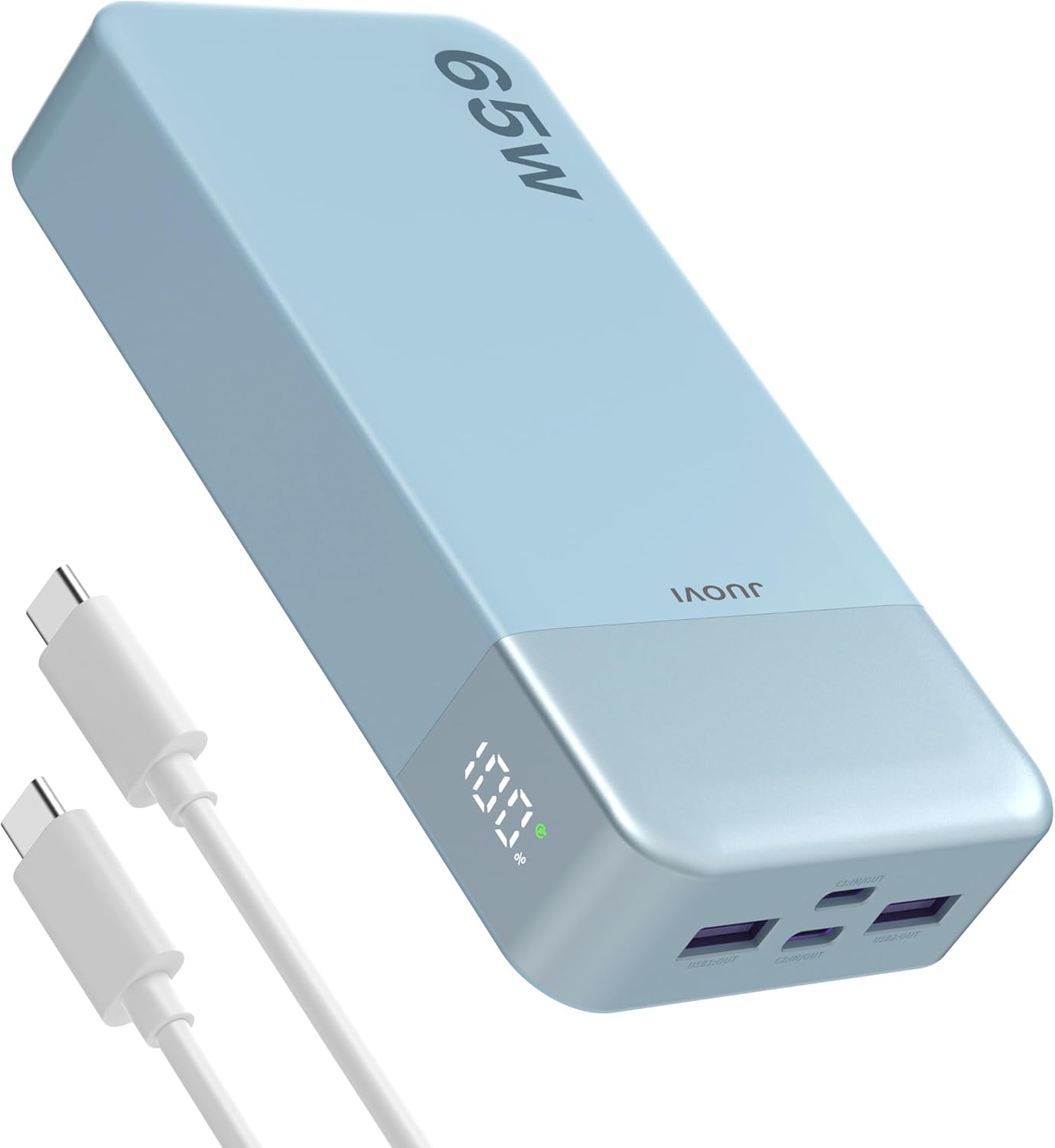 JUOVI Power Bank 65 W 20000 mAh Laptop Tragbares Ladegerät, Power Bank Schnellladeakku mit 2 USB-C 2 USB-A, Externe Akkubank für Telefon MacBook iPad Tablet Notebook Steam Deck J2931 (Blau)
