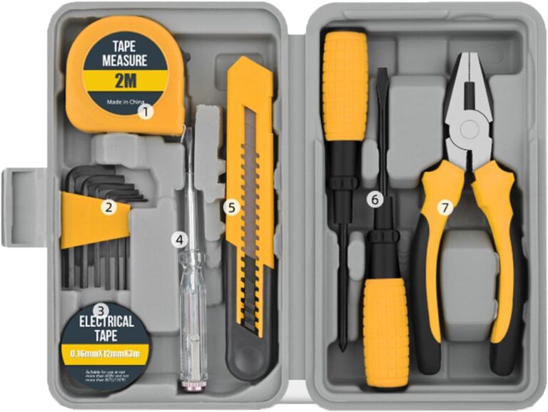 Werkzeugset, 13-teilig, tragbare Handwerkzeuge mit Aufbewahrungsbox, grundlegende Haushaltswerkzeuge