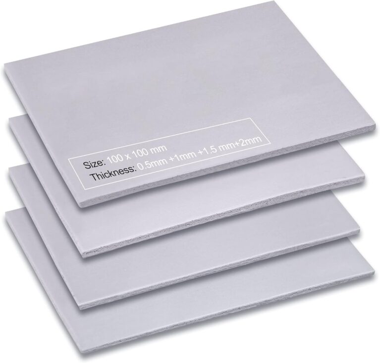 Aairhut 4 Stück 13 W/mK Wärmeleitpads, 100 x 100 mm x 0,5 mm + 1 mm + 1,5 mm + 2 mm Silikon-Thermopads und nicht leitende hitzebeständige Extreme Odyssey-Abdeckung mit doppelten selbstklebenden Folien