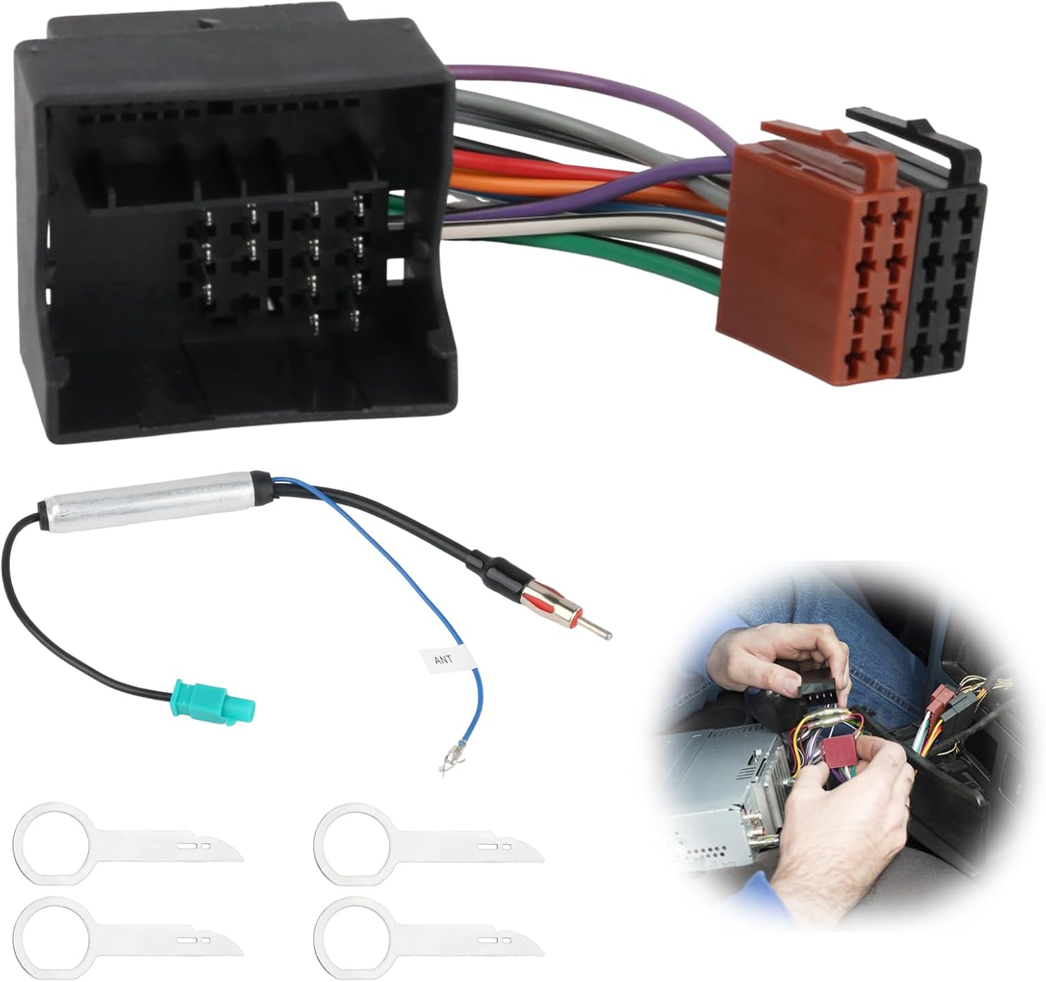 Radioadapter Quadlock auf ISO mit CAN Bus Fakra auf DIN Set Autoradio Adapterkabel Radioadapter Set Adapterkabel für VW Audi Skoda Seat Golf 5 6 Polo 9N Antennenadapter mit Phantomspeisung – Bild 7