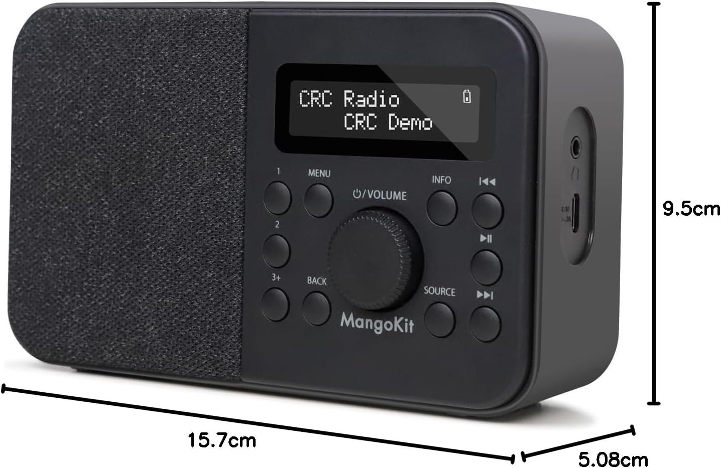 PR2S Tragbares DAB+-Digitalradio, UKW-Radio für die Küche, Bluetooth-Lautsprecher, persönliches DAB-Radio, Display, Wecker und Uhr, 40 voreingestellte Sender, Kopfhöreranschluss, Schwarz – Bild 10