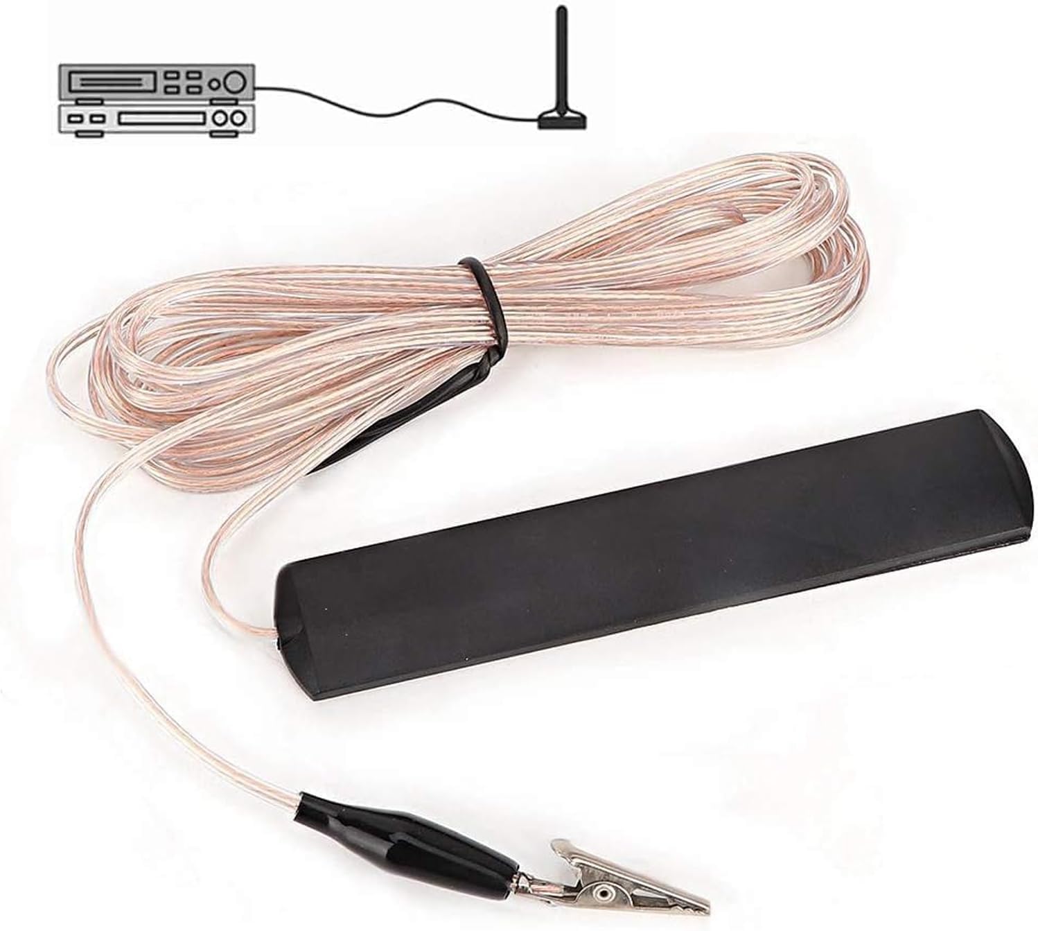 ANT-108SE Wurfantenne, 3,2 m, Kupferdraht, UKW-Antenne, Radio, 5 dB Verstärkung, Innenantenne FM, FM-Wurfantenne mit Klemme für Heim-Audio, Verstärker und AV-Receiver