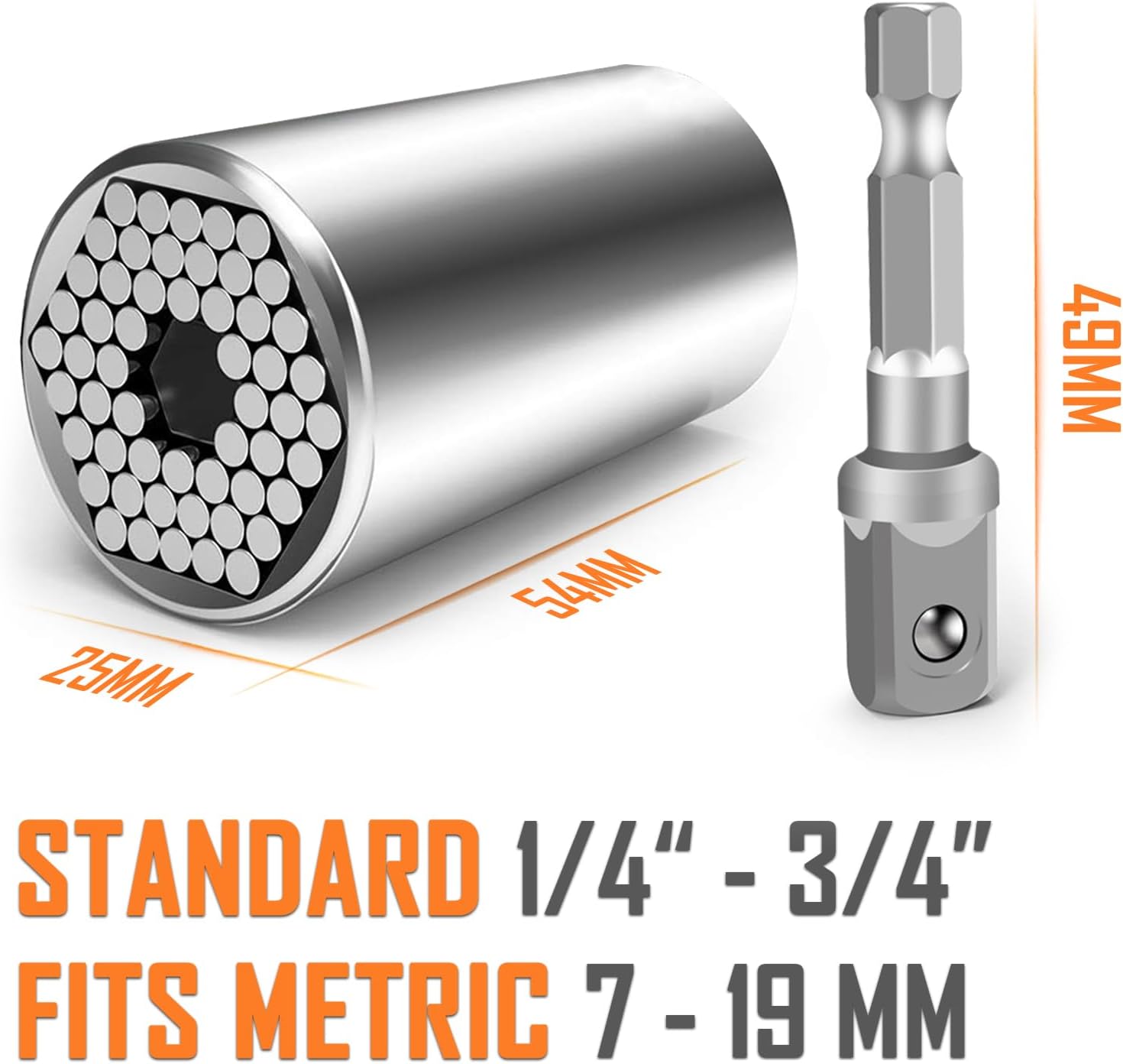 Biib Universal-Steckschlüssel (7–19 mm) – Gadgets für Männer, multifunktionales Universal-Nuss-PowerGrip-Set, Vatertagsgeschenk, Werkzeuggeschenk für Männer, Heimwerker, Vater, Ehemann, Freund – Bild 2