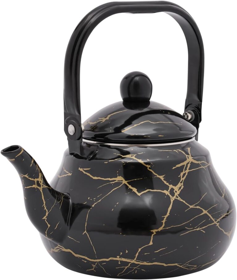 2L Emaille Teekanne Teebereiter, Wasserkocher Vintage Kaffeekanne Emaille Induktion Gasherd Kaffeekanne Wasserkocher Camping für Gas-Induktionsherd