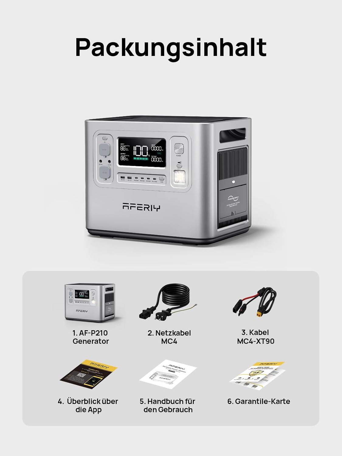 AFERIY 2400 W tragbares Kraftwerk, 2048 Wh LiFePO4-Akku, 1,5 Stunden Schnellladung, 13 Anschlüsse, Sinuswellen, 230 V, USV-App, mobile Stromversorgung für Outdoor-Camping – Bild 8