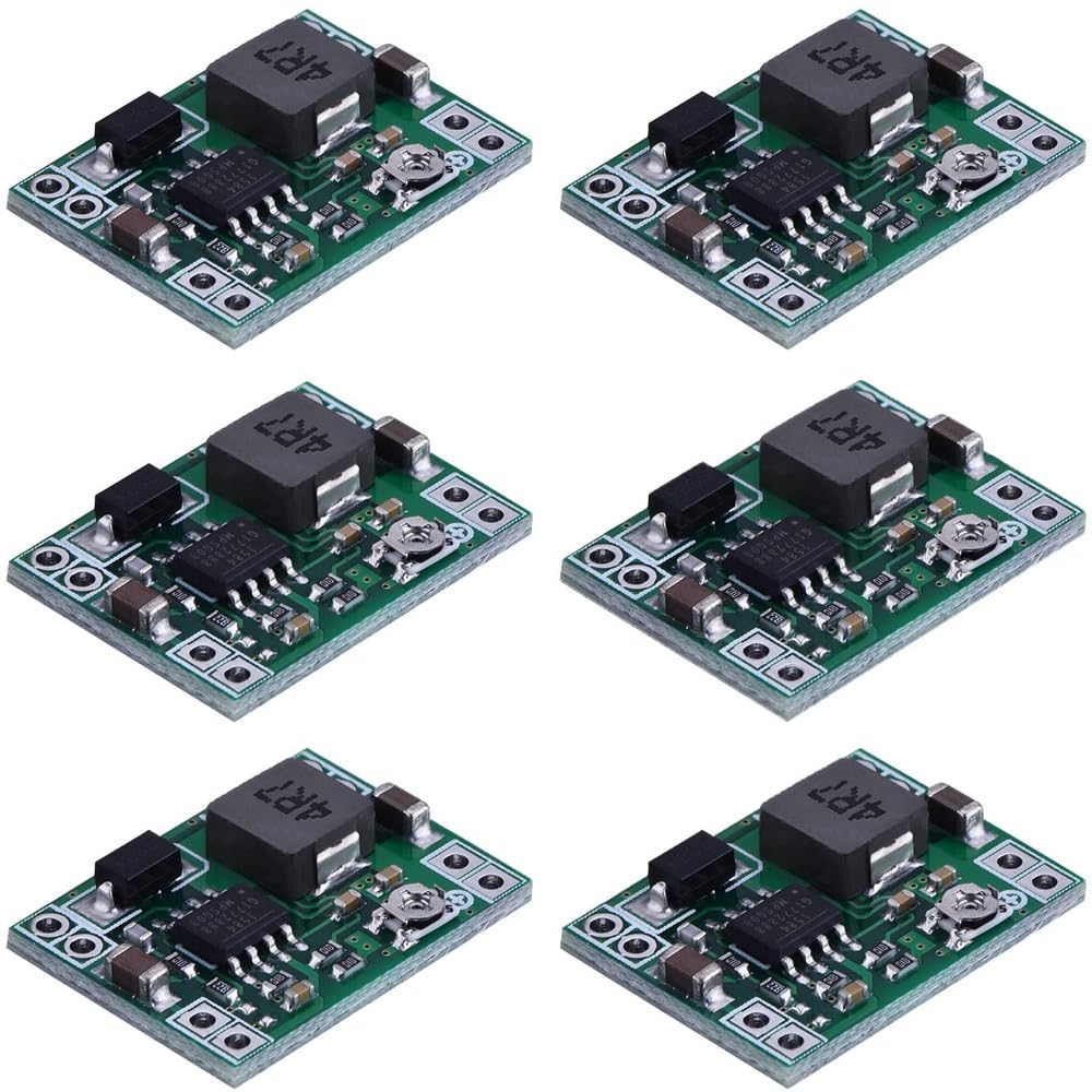 Greluma Step Down Buck Converter, einstellbares DC-DC 4,5–28 V auf 0,8–20 V, Spannungsreglermodul, 24 V auf 12 V, 9 V, 5 V, 3 V, 6 Stück