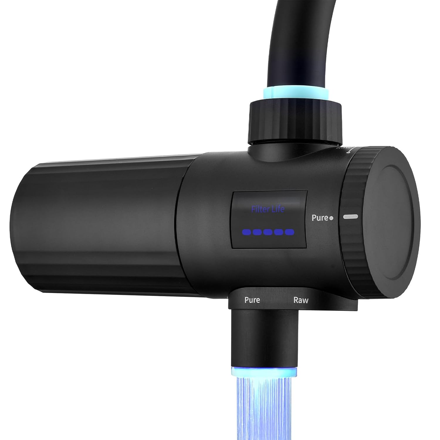 HOMELODY Wasserfilter, Trinkwasser für die Küche, entfernt Chlor, Schwermetalle und Kalk, verbessert den Geschmack, 12 x Adapter, blaues Licht und 1 Filter im Lieferumfang enthalten, Wasserfilterhahn 3.0 mit LED-Anzeige