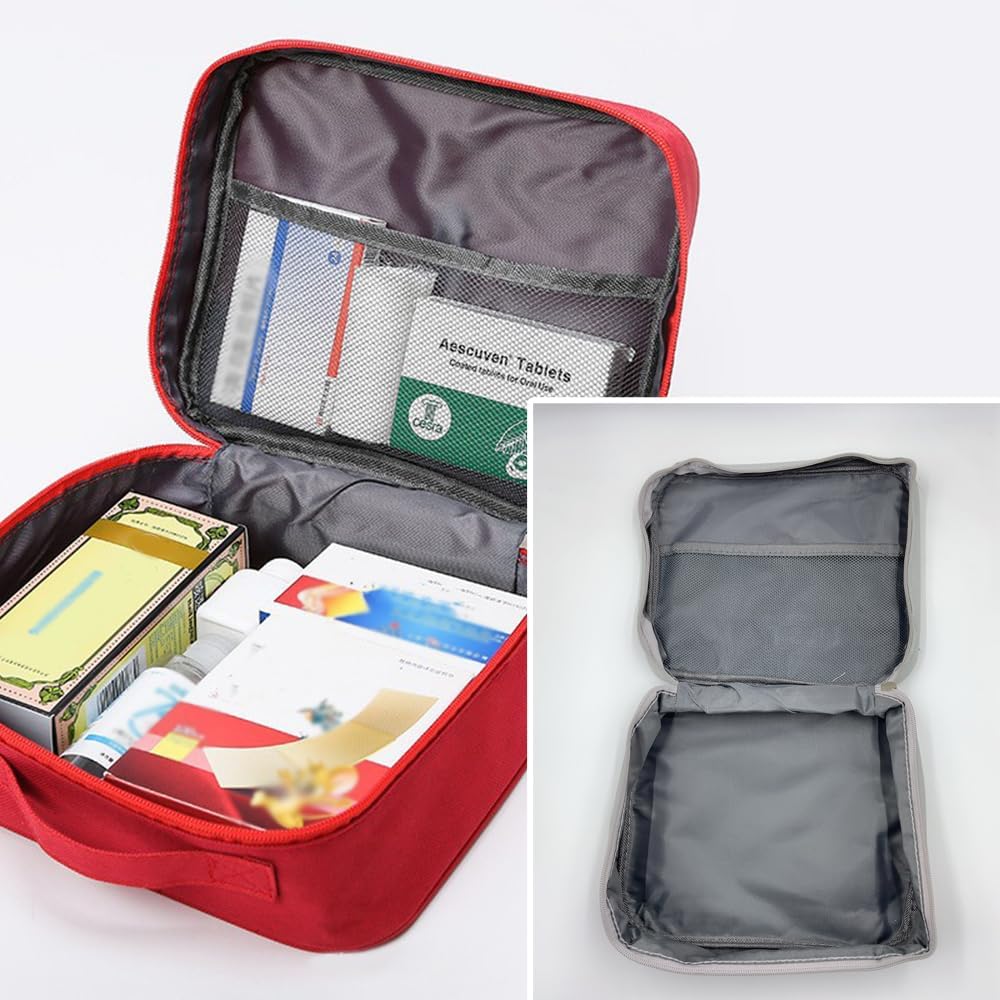 1-teiliges Erste-Hilfe-Set, wasserdichtes Erste-Hilfe-Set, tragbarer leerer Erste-Hilfe-Koffer, ideal für Familien, Camping und den Außenbereich (rot, 23,5 x 9 x 19,5 cm) – Bild 3