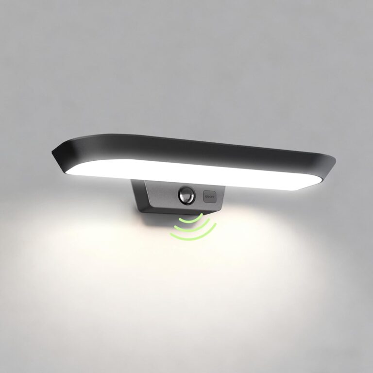 auralab Solarleuchten für den Außenbereich mit 3 Stufen Bewegungsmelder, LED Außenlampe wasserdicht, Dämmerungssensor, 4000K ovale Außenleuchte für Eingang, Vorgarten, Garage und Garten, weiß