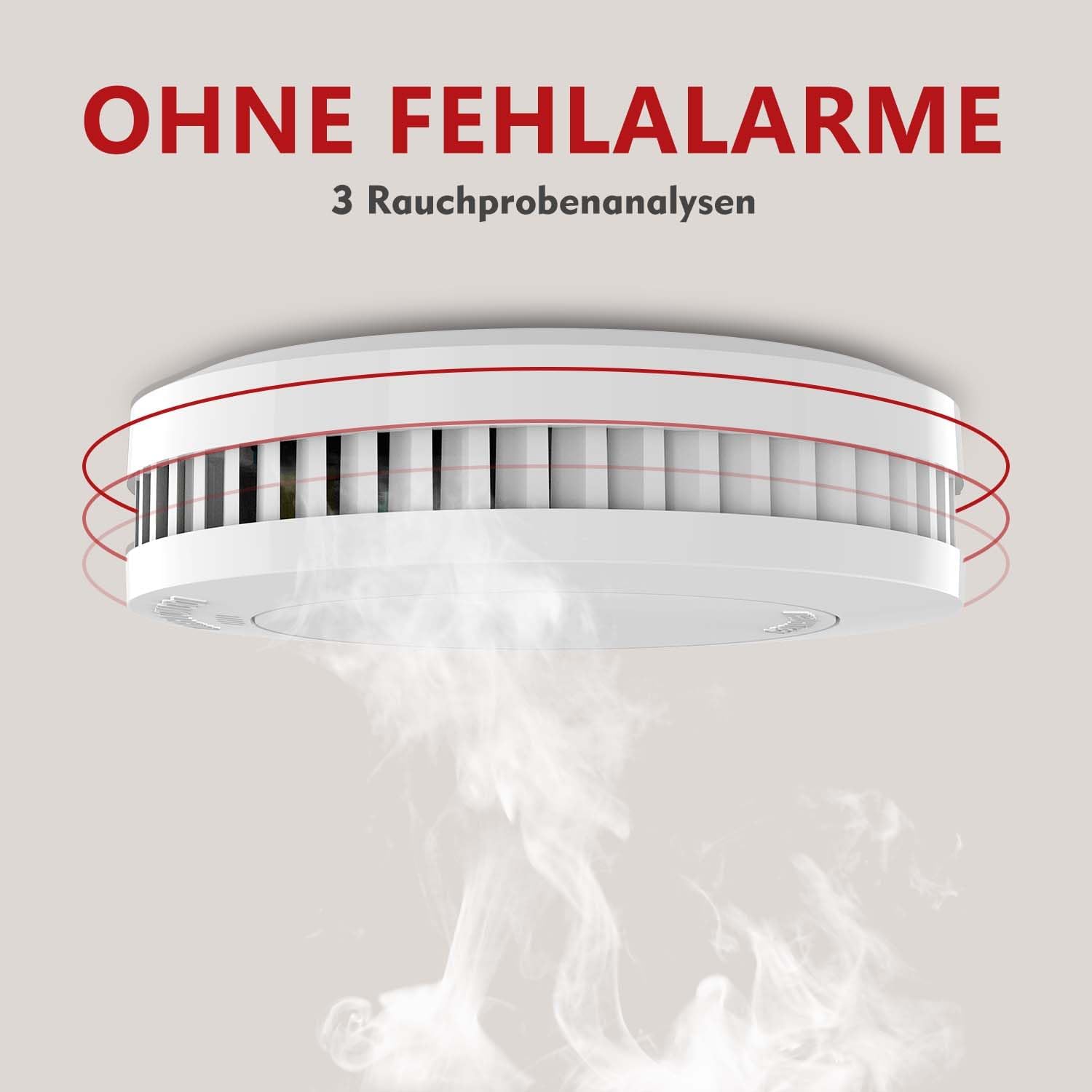 Rauchmelder 10 Jahresbatterie Flachbrandmelder TÜV geprüft 1 Stück | Mini-Rauchmelder, kein Anbringen oder Bohren erforderlich, EN14604-konform, selbstklebend, eigenständiger Brandmelder, weiß – Bild 4