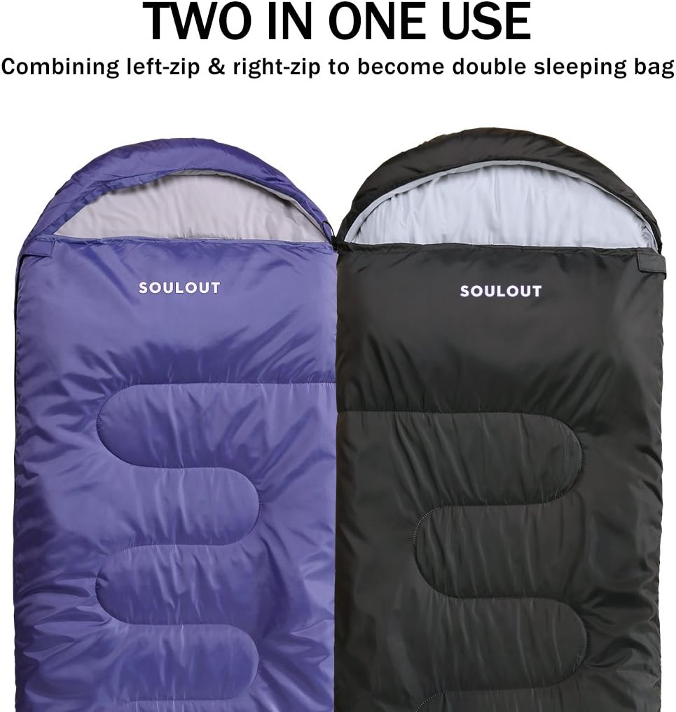 SOULOUT 3–4-Jahreszeiten-Schlafsack, wasserdicht und leicht, für Camping, Reisen und Outdoor-Aktivitäten, ideal für Erwachsene und Kinder – 220 x 83 cm – Bild 7