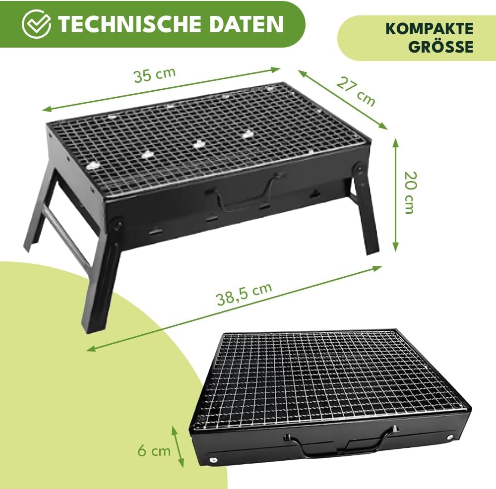 KRUMAD Campinggrill, faltbar, tragbar, Holzkohlegrill, 38,5 x 27 cm, Tischgrill für Camping, Küche & Outdoor, Mini-Holzkohlegrill, faltbar mit Grillrost, ideal für Grillen, Reisen, Picknick, Balkon – Bild 4