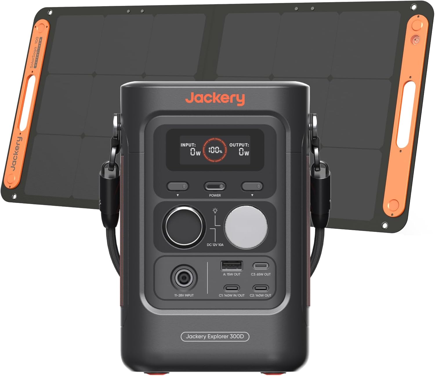 Jackery E300D Tragbares Kraftwerk mit 100 W Solarpanel | 288Wh LFP-Akku, 300W Leistung, 5 Ausgänge, leicht und kompakt für Laptop, Smartphone und Outdoor-Einsatz
