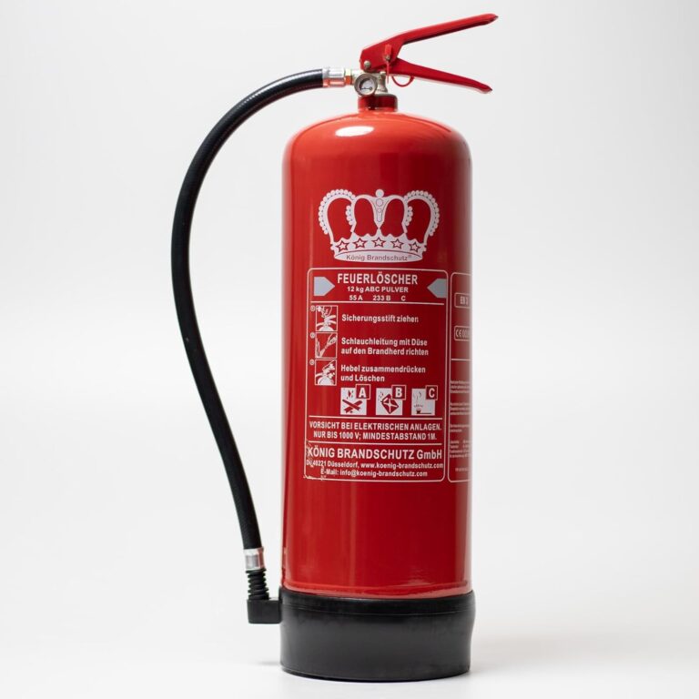 König 12 kg Pulverlöscher ABC Dauerdruck 15 LE DIN EN3 inkl. 1 x Wandhalterung und 1 x Wartungszertifikat. Gültigkeit 2 Jahre König Brandschutz