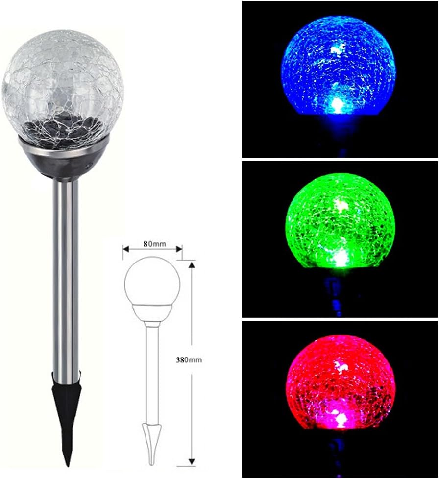 3x Edelstahl LED Solar Gartenleuchte Kugel mit Knisterlicht Solarlampe Deko Gartenleuchte Bunte Lampe – Bild 3