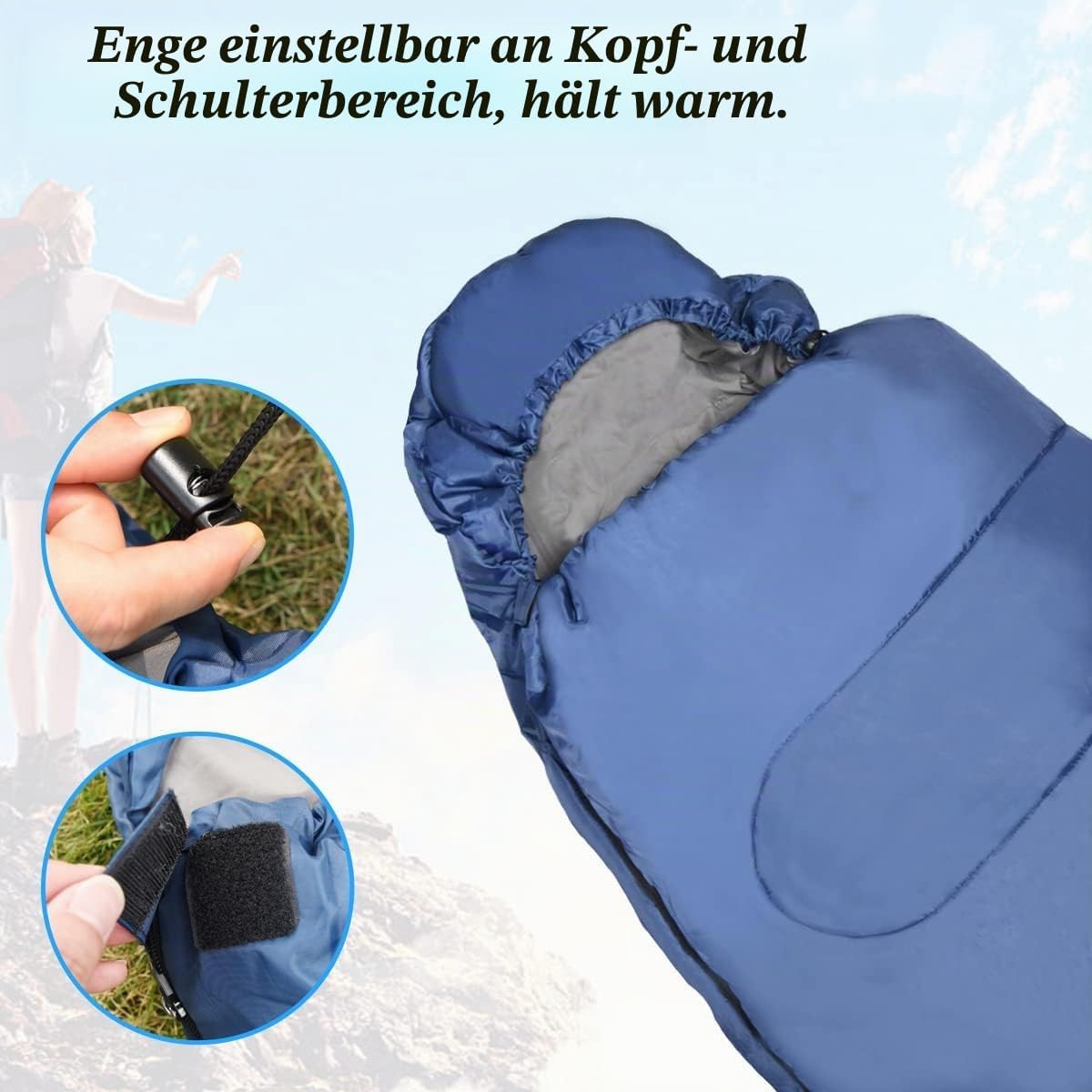 Outdoor-Schlafsack für Camping, 3-Jahreszeiten-Schlafsack für Erwachsene, 2-in-1-Funktions-Deckenschlafsäcke, warm, leicht, wasserdicht für Rucksackreisen, Wandern und Reisen – Bild 3