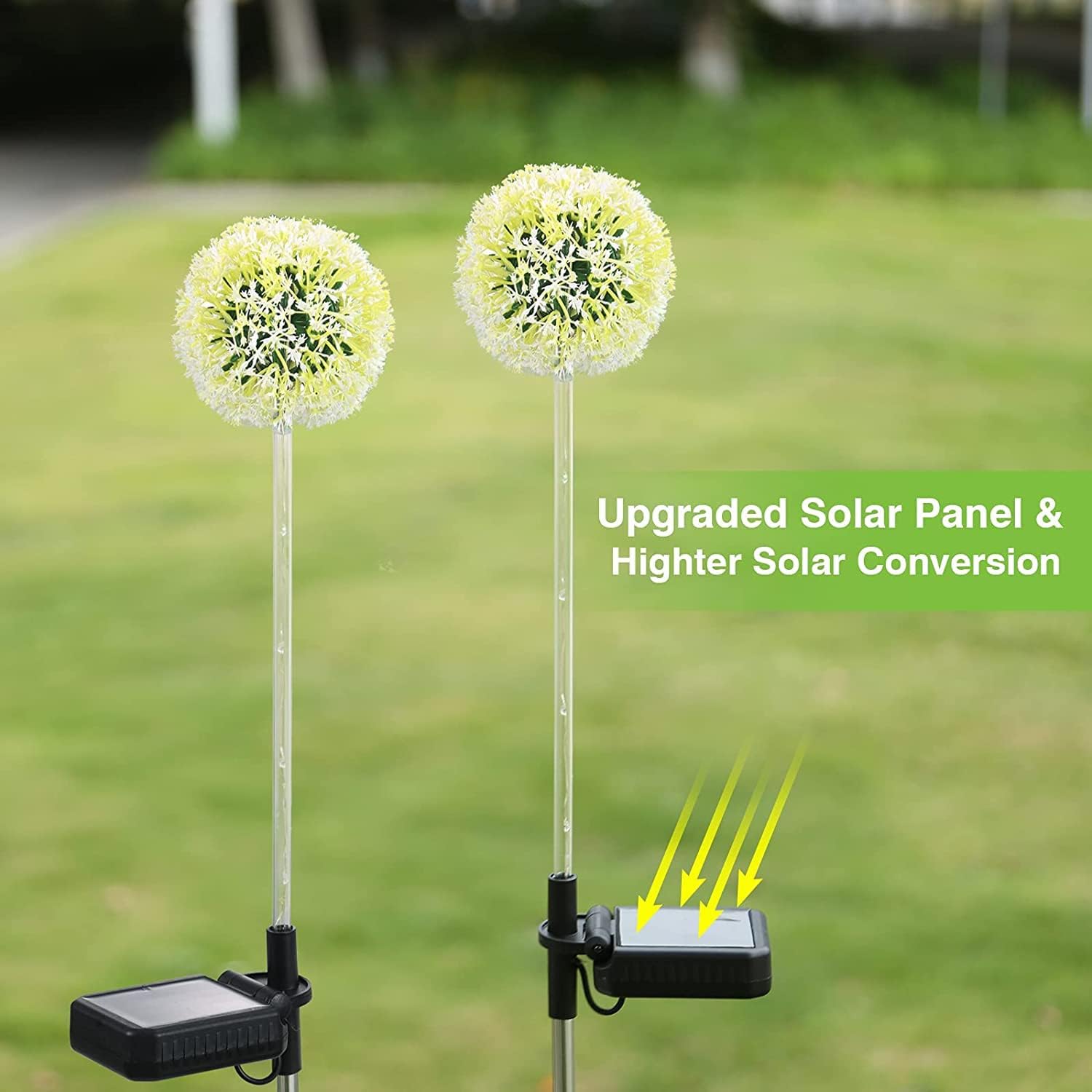 BUCASA Solarleuchten für den Garten im Freien, 4 Stück, Solarleuchten für den Außenbereich, Löwenzahn mit farbiger LED, IP65 wasserdichte Solar-Blumenlampe für Rasen, Balkon, Terrasse, Hof, Gartendekoration, Geschenke für Frauen – Bild 7