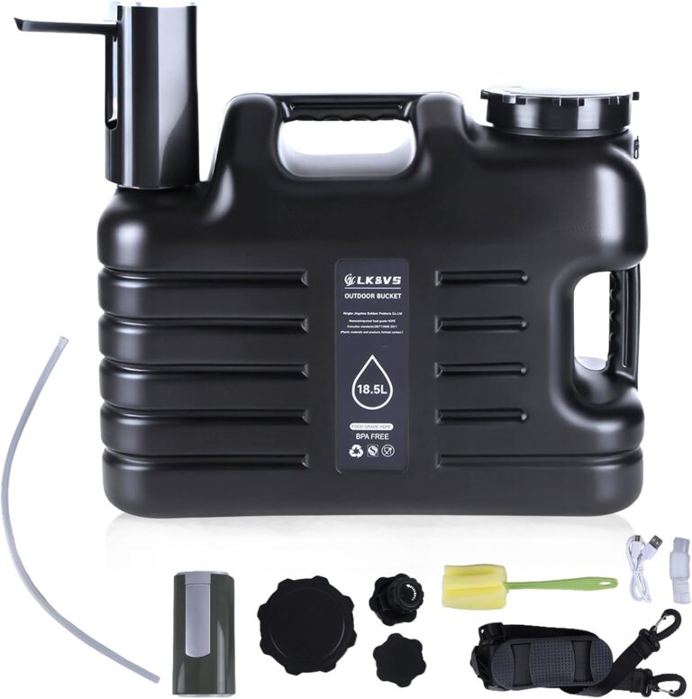 18,5L Wasserkanister mit Wasserhahn und elektrischen Wasserpumpen, Wassertank Camping Wasserkanister Tragbarer Wasserbehälter für Camping, Outdoor, Angeln, Party, Wohnmobil, Küche (Schwarz)