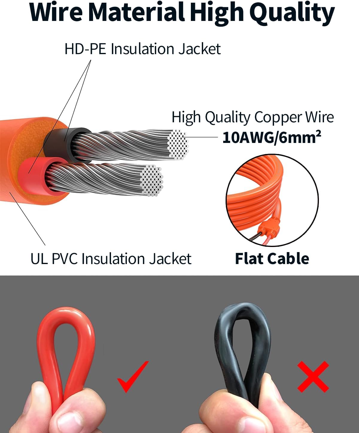 Tonton Solarkabel 6 mm² Verlängerung 3 m 10 AWG, Solarpanel-Verlängerungskabel mit Buchse und Stecker, Solaranschlüsse, wasserdichtes PV-Kabel für Haus, Wohnmobil und Solaranlagen (6 mm²3 M) – Bild 8