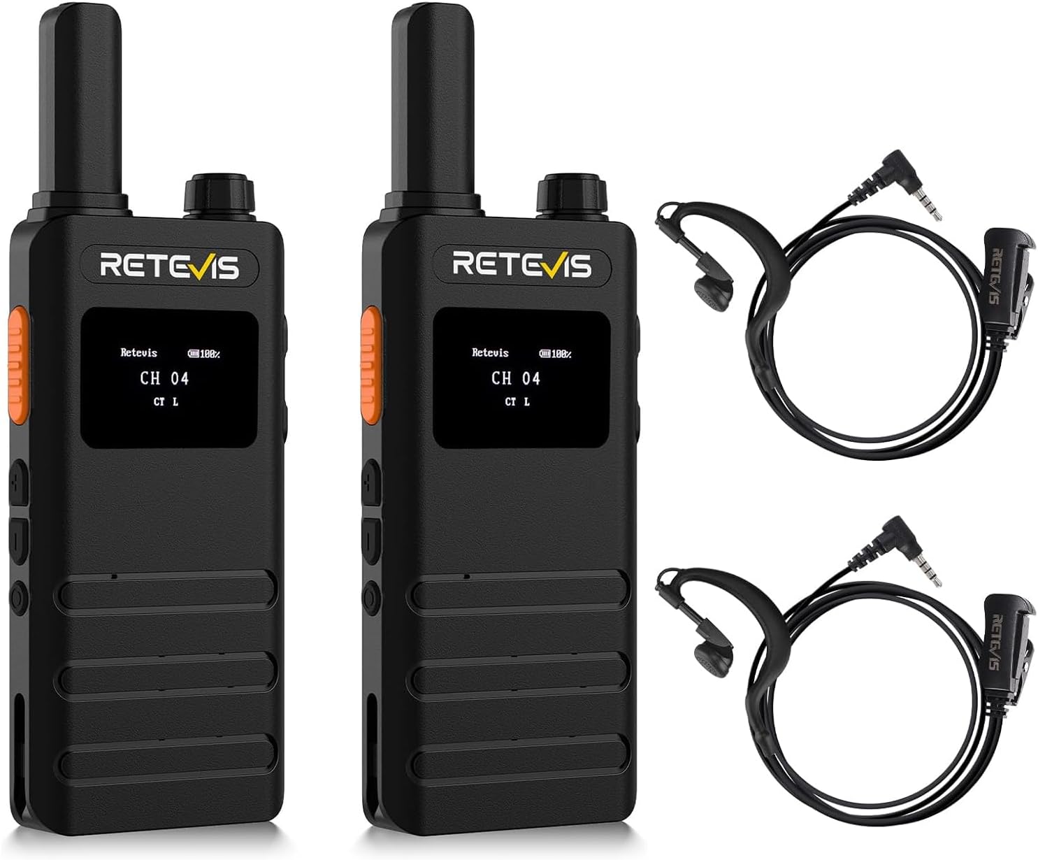 Retevis B63S Walkie Talkie, PMR-Radio, 15 mm ultradünn, RT622P 3.0, VOX, LCD-Display, 103 g leicht, USB C, 1620 mAh, professionelles Funkset für Familie (2 Stück, schwarz)
