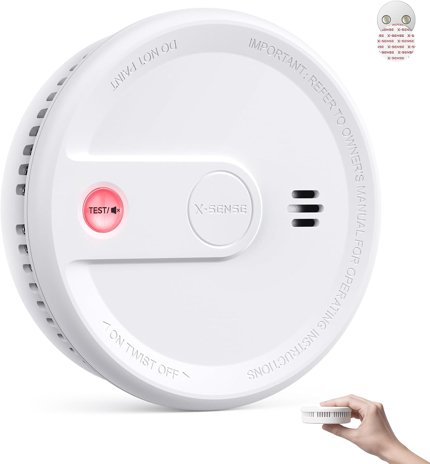 X-Sense Rauchmelder mit 10-Jahres-Batterie, zertifiziert nach EN 14604, Feuermelder mit Magnethalterung, Standby ohne LED-Blinksignal, Test-/Stummschalttaste, Ultra Slim, XS0G-SN, 1 Stück