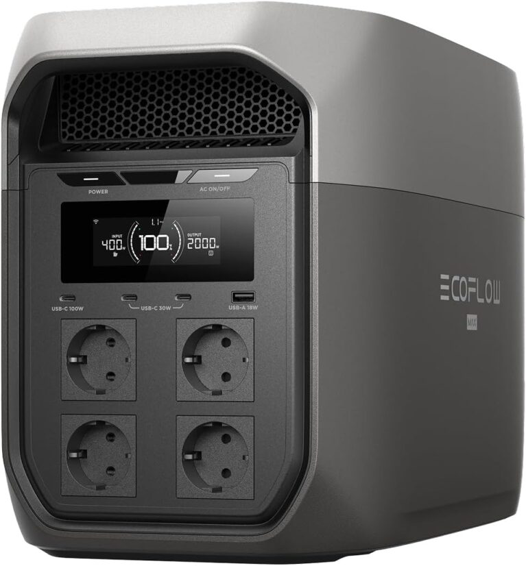 ECOFLOW Delta 3 Max Tragbares Kraftwerk 2.048 Wh, 2.400 W X-Boost-Ausgang, 0–80 % Aufladung in nur 51 Minuten, LiFePO4-Akku, Solargenerator für Zuhause, Stromausfälle, Wohnmobil, Outdoor