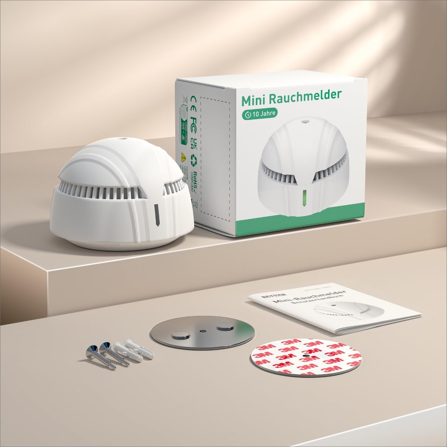 DAYTECH Rauchmelder 10-Jahres-Batterie – 5 Mini-Rauchmelder mit Magnethalter-Set, TÜV Rheinland zertifiziert, Feueralarm mit 85 dB & Test-/Stummschalter – Bild 9