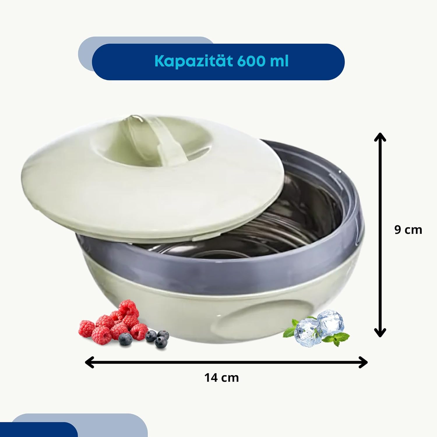 orion group Thermoschüssel mit Deckel 600 ml Thermobehälter für Lebensmittel, Eis | Grillgut Warmhaltebehälter Speisen Edelstahl Schüssel Warmhalten 2 Stunden Wärmehaltende Thermoschalen