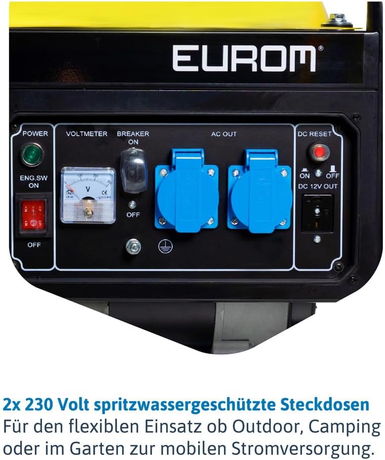 Dönges Stromerzeuger Benzin leise 2200 Watt, Notstromaggregat mit 2 x 230 V Steckdosen, 11 Stunden Betriebszeit, Stromerzeuger 15 L Tank für Outdoor, Camping, Garten, Heimwerker zur mobilen Stromversorgung – Bild 5