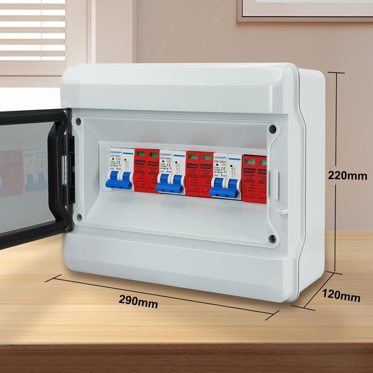 Überspannungsschutz PV DC Trennschalter Blitzschutz Leistungsschalter DC 3 String 500V 25A Solarspannungsschutz IP65 Wasserdichte Solaranschlussbox für Photovoltaik (3 in 3 out) – Bild 6