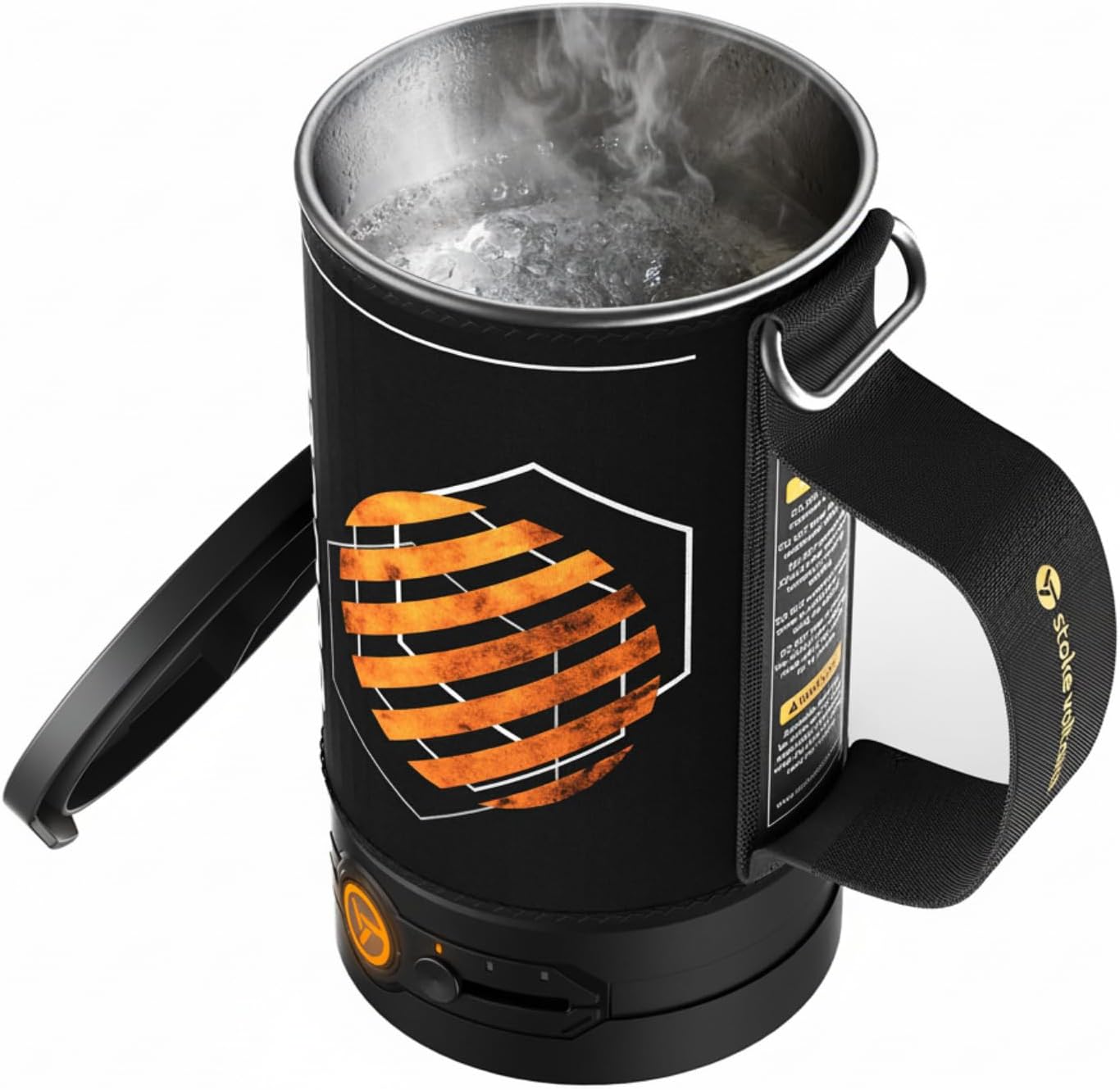 STOKE VOLTAICS Wasserkocher, tragbarer Wasserkocher für Kaffee und Tee, Mini-Teekessel aus Edelstahl 304, 240 V, schnell kochendes Wasser mit automatischer Abschaltung, Camping- und Reiseutensilien
