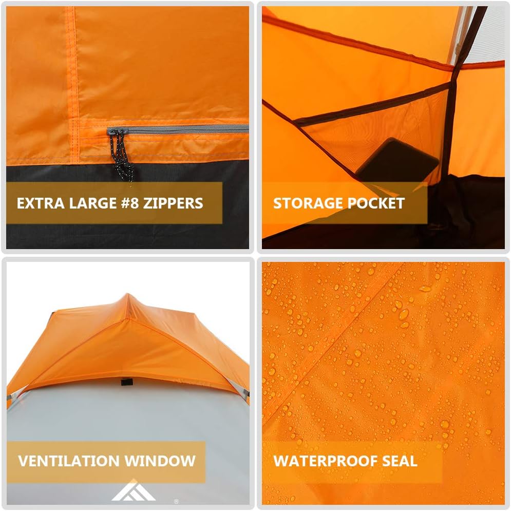 Forceatt Zelt 2–3 Personen Campingzelt, 2 Türen wasserdicht und winddicht, 3–4 Jahreszeiten, ultraleichtes Rucksackzelt für Trekking, Camping, Outdoor. – Bild 8