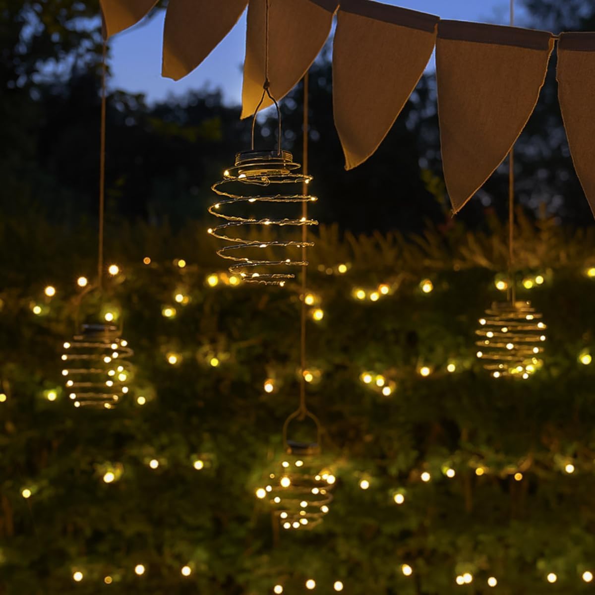 Festliche Lichter Set mit 4 solarbetriebenen LED-Spirallaternen für den Außenbereich, Solarlaterne zum Aufhängen, solarbetriebene Laterne, Solar-Gartenleuchten für die Gartenbeleuchtung im Freien (4 Solarspiralen) – Bild 7