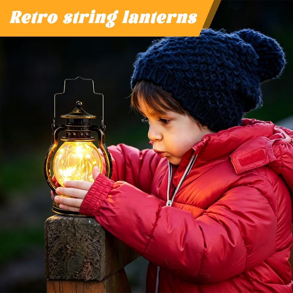 4 Stück Mini-LED-Laternen – LED-Vintage-Kerzenlaternen zum Aufhängen für festliche Dekoration, Bronze-Gold-Laterne, Mini-Laterne für Party-Dekoration, Ramadan-Dekoration, Weihnachten, Geburtstag und – Bild 4