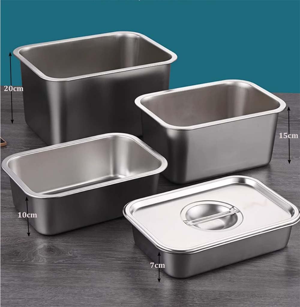 Edelstahlpfannen mit Deckel, Dampftischpfanne, Edelstahlbehälter-Set, stapelbare Dampfgarpfanne aus Metall (27 x 20 x 10 cm (Behälter-2+Deckel-2)) – Bild 5