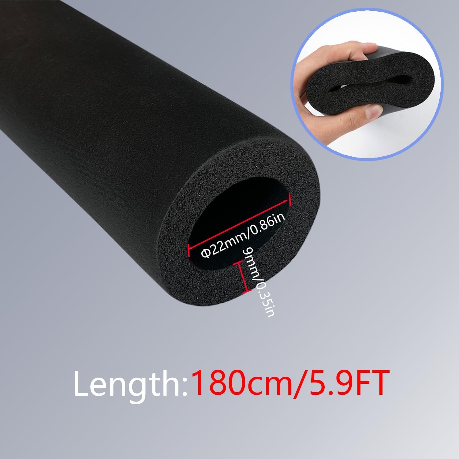 Rohrisolierschaum Ø 22 mm Rohrisolierrohr Schwarz für Heizung Sanitär Heizungsrohr Kupferrohr 1,8 m (Schwarz, 22 mm) – Bild 2
