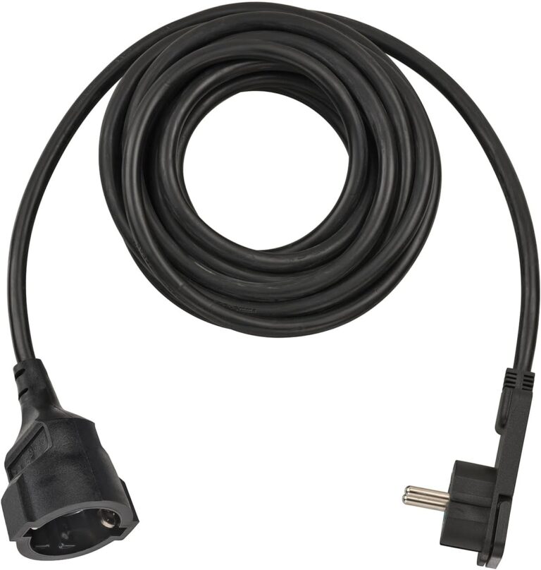 Brennenstuhl Qualitäts-Kunststoff-Verlängerungskabel mit Flachstecker (Verlängerungskabel, flach, für den Innenbereich, mit 5 m Kabel), schwarz