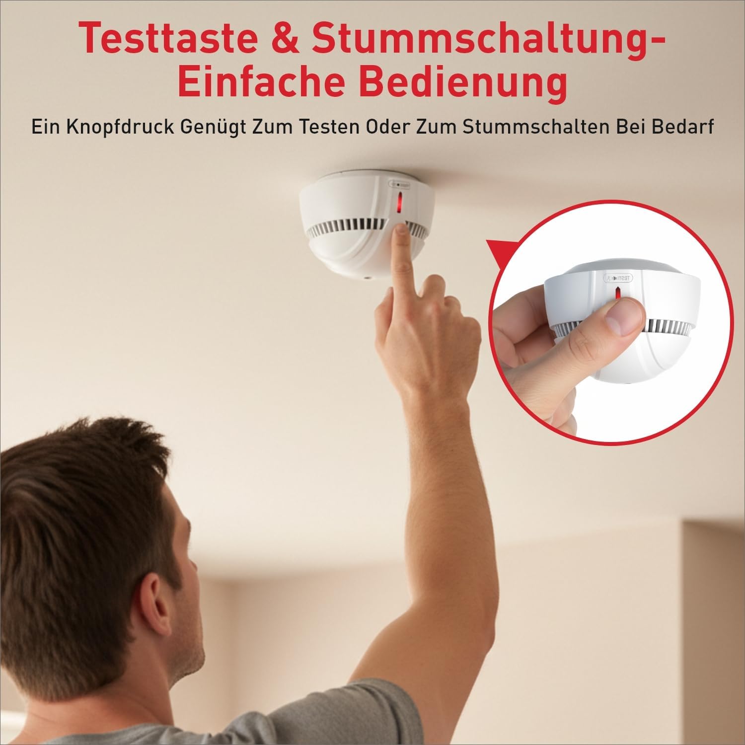 DAYTECH Rauchmelder 10-Jahres-Batterie – 5 Mini-Rauchmelder mit Magnethalter-Set, TÜV Rheinland zertifiziert, Feueralarm mit 85 dB & Test-/Stummschalter – Bild 7