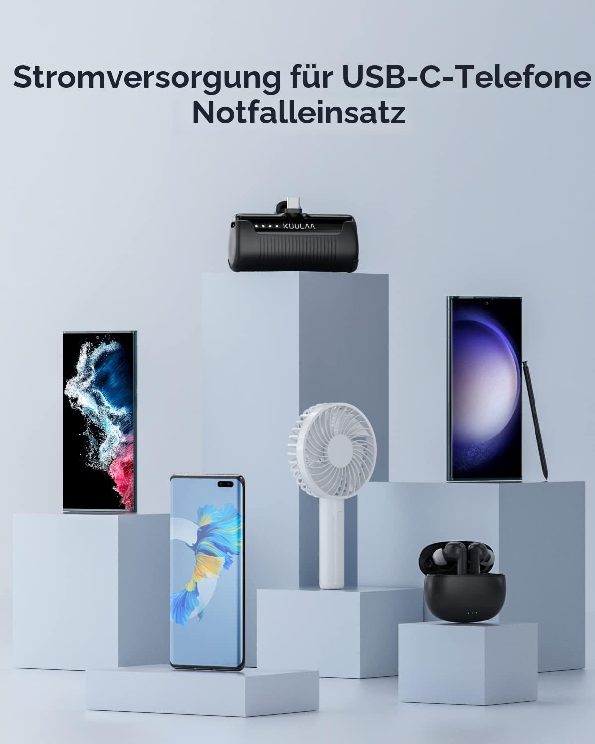 Kuulaa Power Bank USB C 4500 mAh, Mini Externer Akku, Schnellladung Typ C Power Bank ohne Kabel, Klein aber Stark Handy Tragbare Ladegeräte Kompatibel mit Samsung, Huawei, USB C Handys – Bild 6