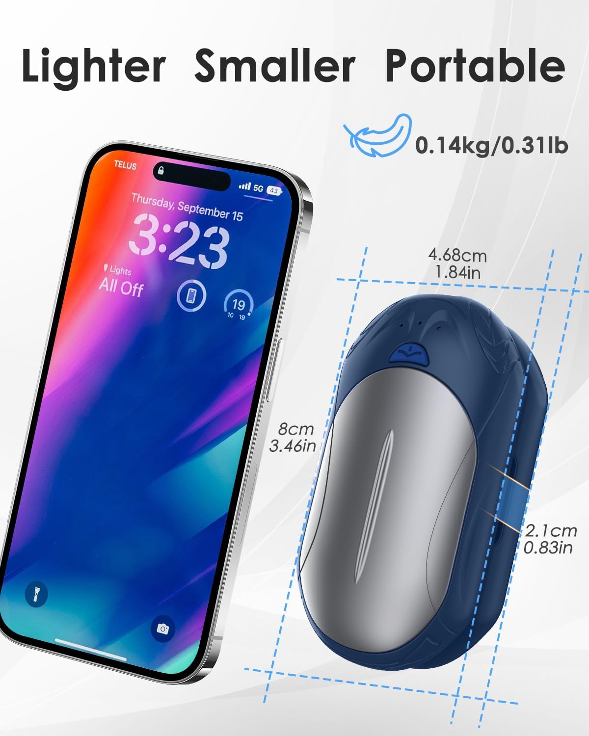 BOSONER Handwärmer, elektrischer Taschenwärmer, wiederaufladbar: 2er-Set, 6000 mAh elektrischer Handwärmer, USB wiederaufladbar, tragbarer Taschenwärmer, ideales warmes Geschenk für Männer und Frauen – Bild 5