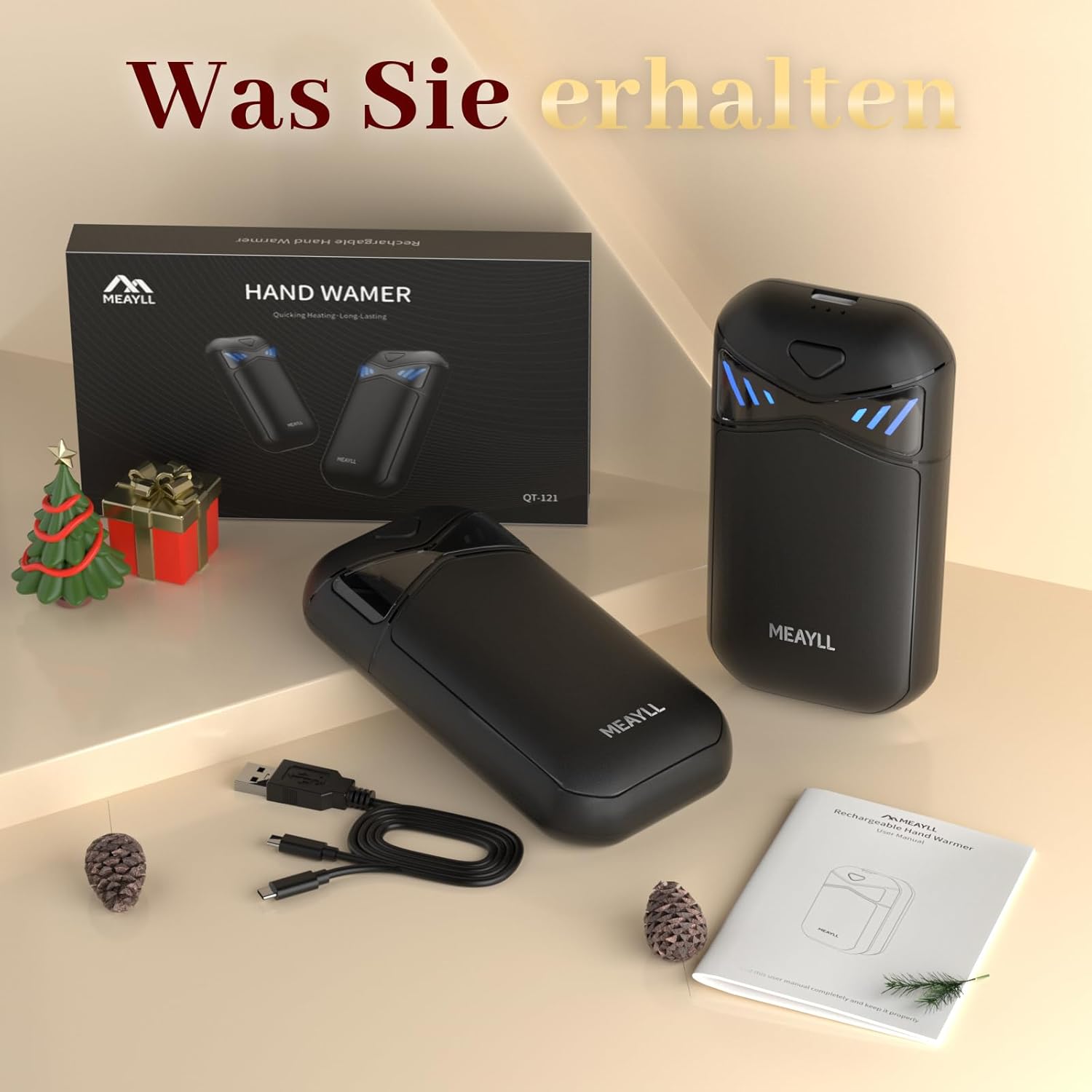 Wiederaufladbarer Handwärmer, 2er-Pack, magnetischer Taschenwärmer mit LED-Anzeige & 6000-mAh-Akku, 3 Heizstufen, elektrischer Wärmer für Outdoor & Winter, Geschenk für Männer und Frauen – Bild 7