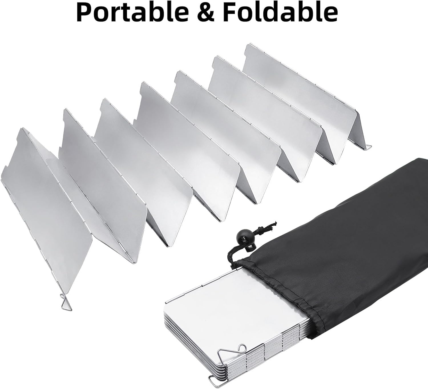 14 Platten Gaskocher Windschutz Klappbar Campingkocher Windschutz Camping Aluminium Camping Windschutz Windschutz Gaskocher mit Tragetasche für Camping Picknick BBQ – Bild 4