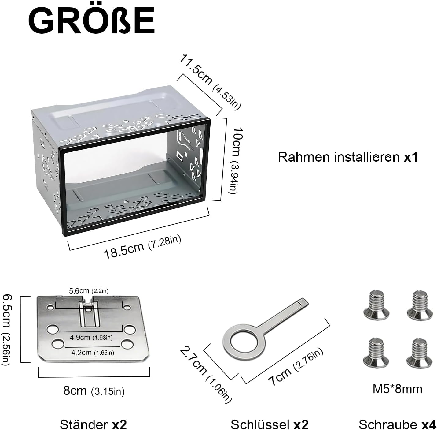 DYOUen Autoradio-Einbaurahmen, 2DIN, Doppel-Metallrahmen-Halterung, Blenden-Montageset für Doppel-DIN-Autoradio, Auto-DVD-Player, GPS-Navigation – Bild 2