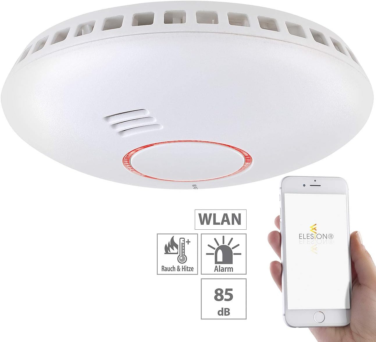 VisorTech WLAN-Rauchmelder: WLAN-Rauch- und Hitzemelder mit weltweiter App-Benachrichtigung (Rauchmelder mit App, Hitzemelder, Alarmanlage) – Bild 2